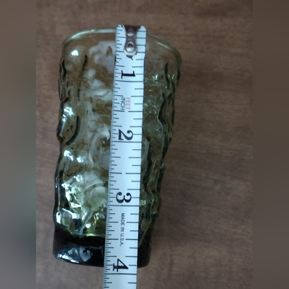Set of 5 green Anchor Hocking thumbprint glasses - Picture 2 of 10